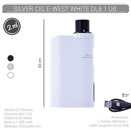 SILVER CIG E-WEST WHITE 1400 mAh/0.30 Ohm DL6 1 Ud. 40678765