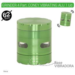 GRINDER 4 Part. CONEY VIBRATING ALU VERDE 62 mm. 1 Ud. 02.12383