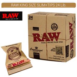 RAW KING SIZE SLIM + TIPS 24 Lib.