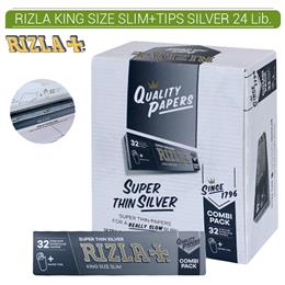 RIZLA KING SIZE SLIM + TIPS SILVER 24 Lib.