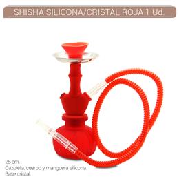 SHISHA 25 cm. 1 Mang. SILICONA/CRISTAL ROJA 1 Ud. 02.30626