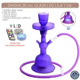 SHISHA 35 cm. 1 Mang. GLASS LILA LED 1 Ud. 02.30470