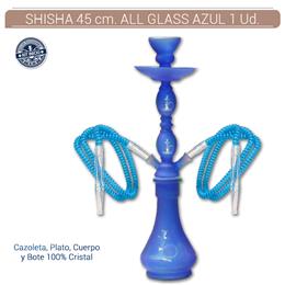 SHISHA 45 cm. 2 Mang. NEON ALL GLASS AZUL 1 Ud. 02.30453