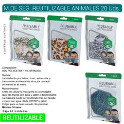 MASCARILLA DE SEGURIDAD REUTILIZABLE ANIMALES 20 Uds. 755041