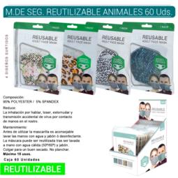 MASCARILLA DE SEGURIDAD REUTILIZABLE ANIMALES 60 Uds. 755041