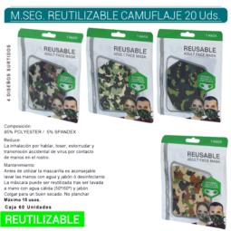 MASCARILLA DE SEGURIDAD REUTILIZABLE CAMUFLAJE 20 Uds. 755040