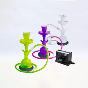 SET 3 SHISHAS CRISTAL + 3 SOPORTES PIE + 1 QUEMADOR G22023