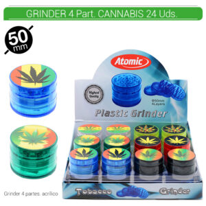 GRINDER 4 Part. ATOMIC CANNABIS 50mm 24 Uds. 02.12512