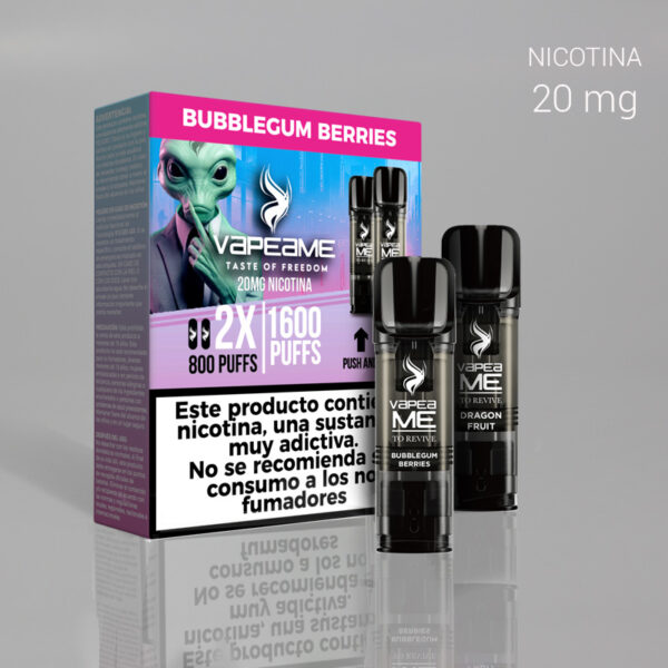 VAPEAME SET 2 RECARGAS 800C+800C BUBBLEGUM BERRIES 20mg. 1 Ud.